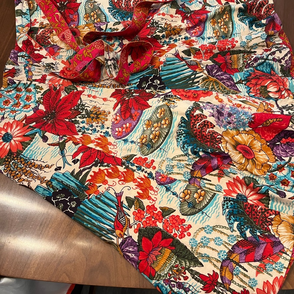 Floral and Bird Cotton Fabric wrap skirt